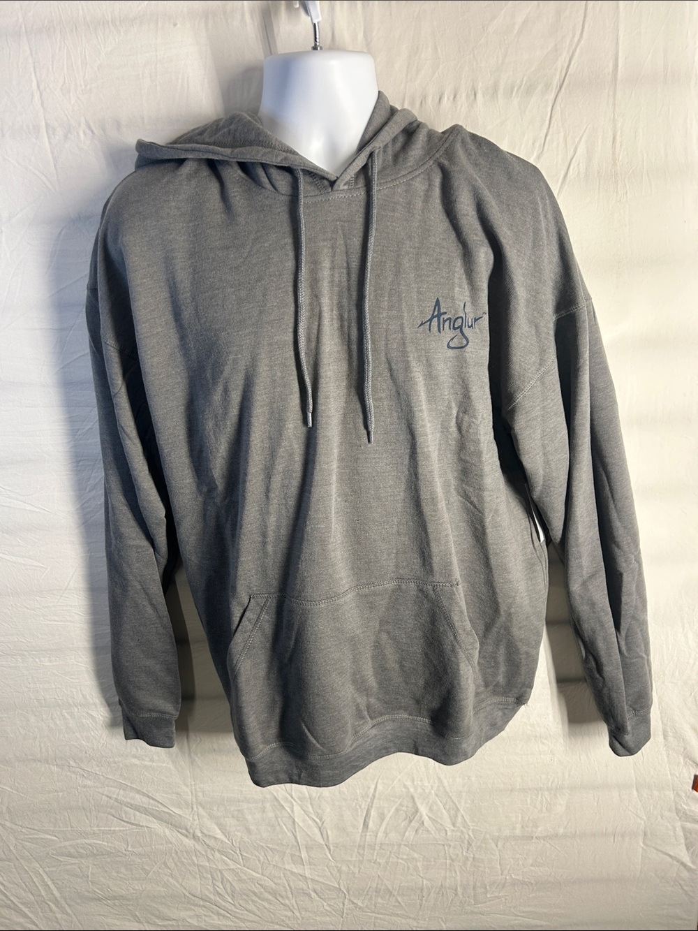 ANGL Charcoal Gray Hoodie with Script Chest Logo